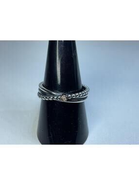 Pandora Rising Star Diamond Ring Sz 8.5 14k Gold Accent Retired